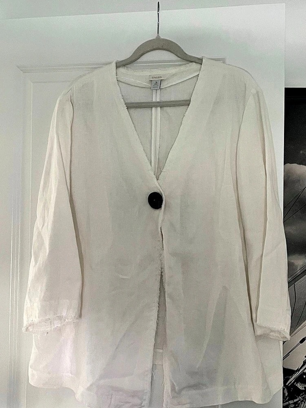 Chico's Linen V-Neck Blouse Size 3